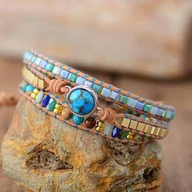 Natural Ocean Eye Turquoise Handmade Wrap Bracelet-Your Soul Place